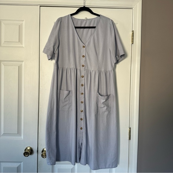 Pinkblush Dresses & Skirts - Pinkblush Pale Blue Front Button Short Sleeve Maternity Dress | Size 2X